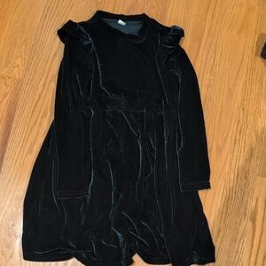 Black Velvet Dress with Ruffle Details